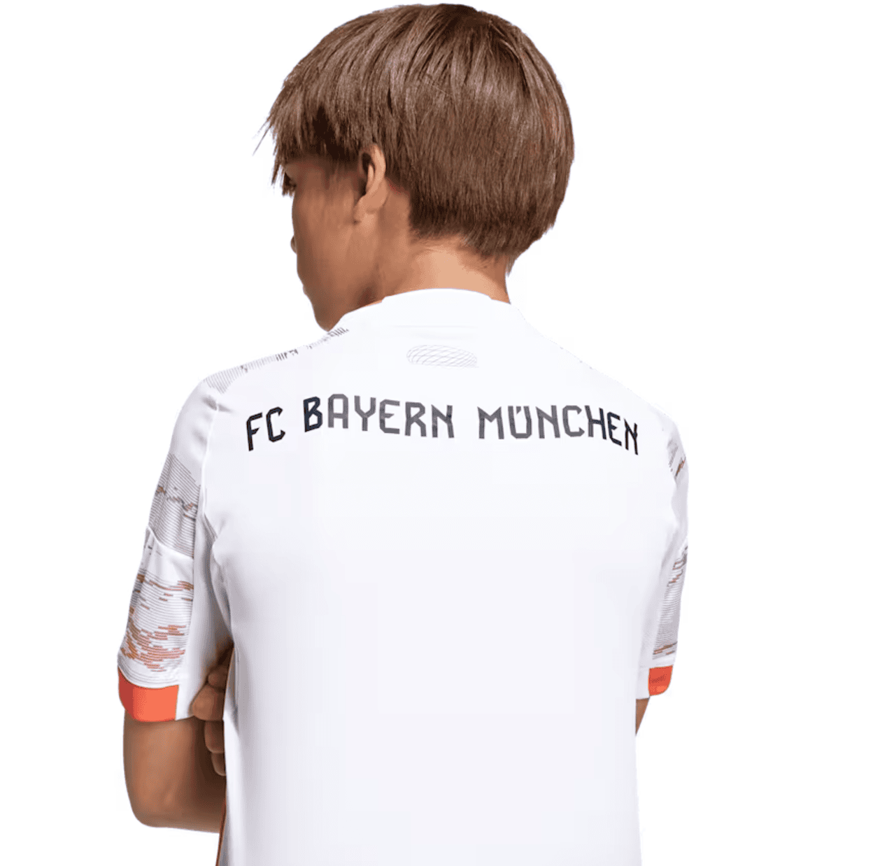 Screenshot_2025-06-19_040802 | UAE SPORT STORE Back view of a person wearing a white FC Bayern München jersey with the team name printed on the back