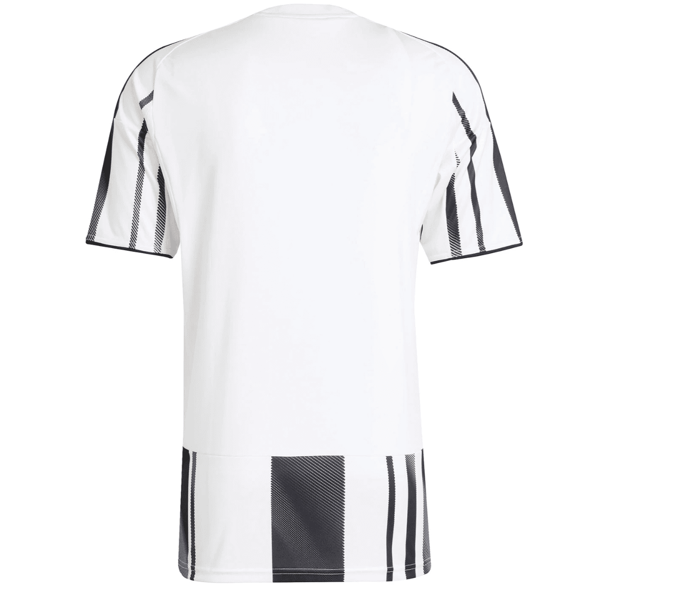 Screenshot_2025-06-19_043440 | UAE SPORT STORE Back view of a white athletic jersey with black vertical striped accents on the sleeves and a striped hem panel at the bottom back area.