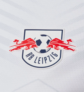 RB Leipzig logo: shield with a soccer ball in the center, red charging bulls on both sides, and 'RB LEIPZIG' text beneath