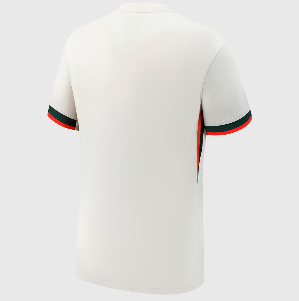 Screenshot_2025-06-23_194625 | UAE SPORT STORE White polo shirt shown from the back with green and red striped sleeve cuffs.