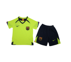 Screenshot_2025-07-21_184356 | UAE SPORT STORE Neon yellow FC Barcelona soccer jersey with crest and Nike swoosh, paired with navy shorts featuring neon accents.
