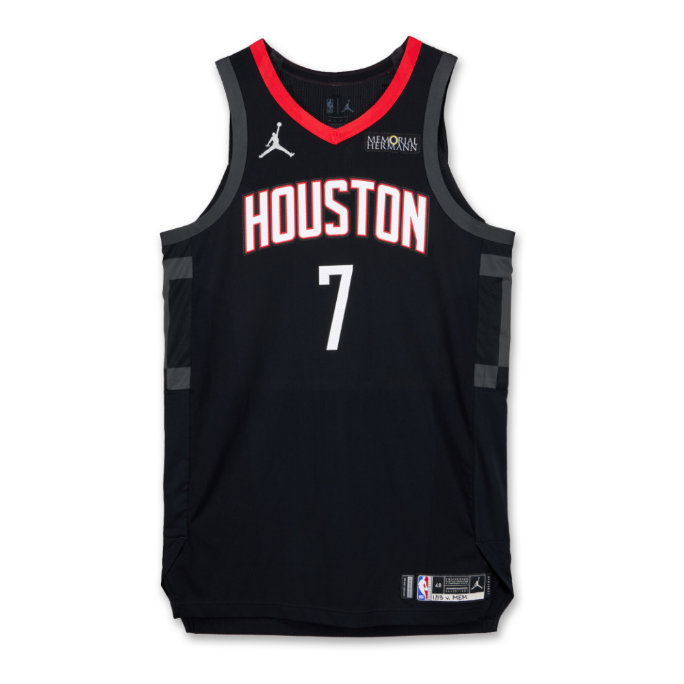 Screenshot_2025-10-27_195051 | UAE SPORT STORE Black Houston Rockets basketball jersey with red-trimmed neckline and the number 7
