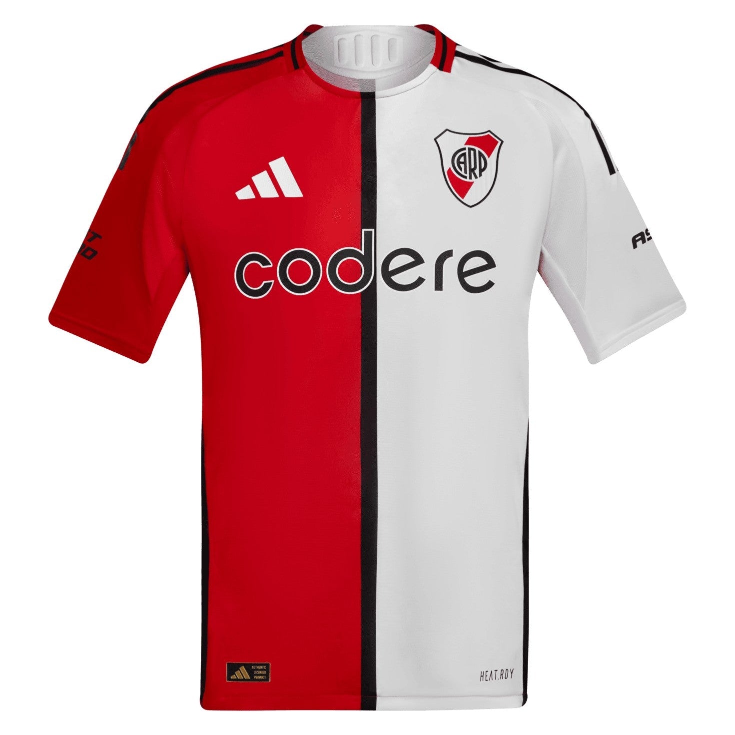 Y4x39KxcXKTrrmm | UAE SPORT STORE Red-and-white half-and-half soccer jersey with a vertical black stripe, club crest on the chest, and the sponsor 'codere' across the front.