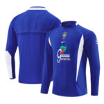 Blue Brazil national team training jersey shown from front and back, with Guaraná Antarctica sponsor logo and crest.