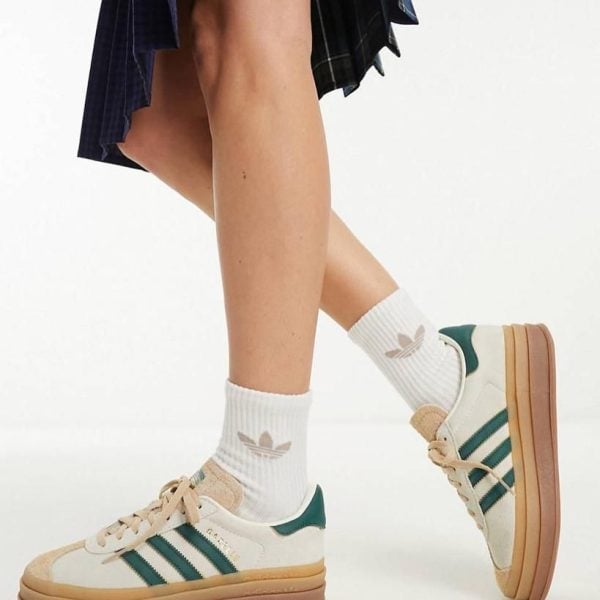 adidas Gazelle Bold Magic Beige Collegiate Green - uaessss