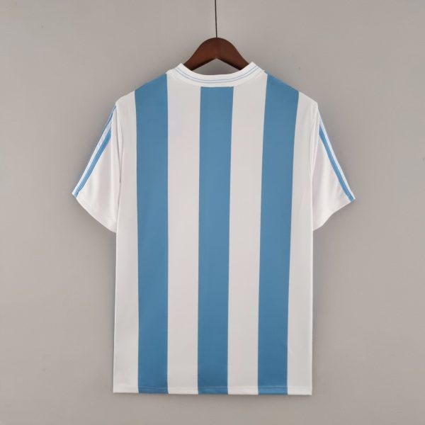 Argentina light-blue and white striped classic shirt, plain rear view on hanger