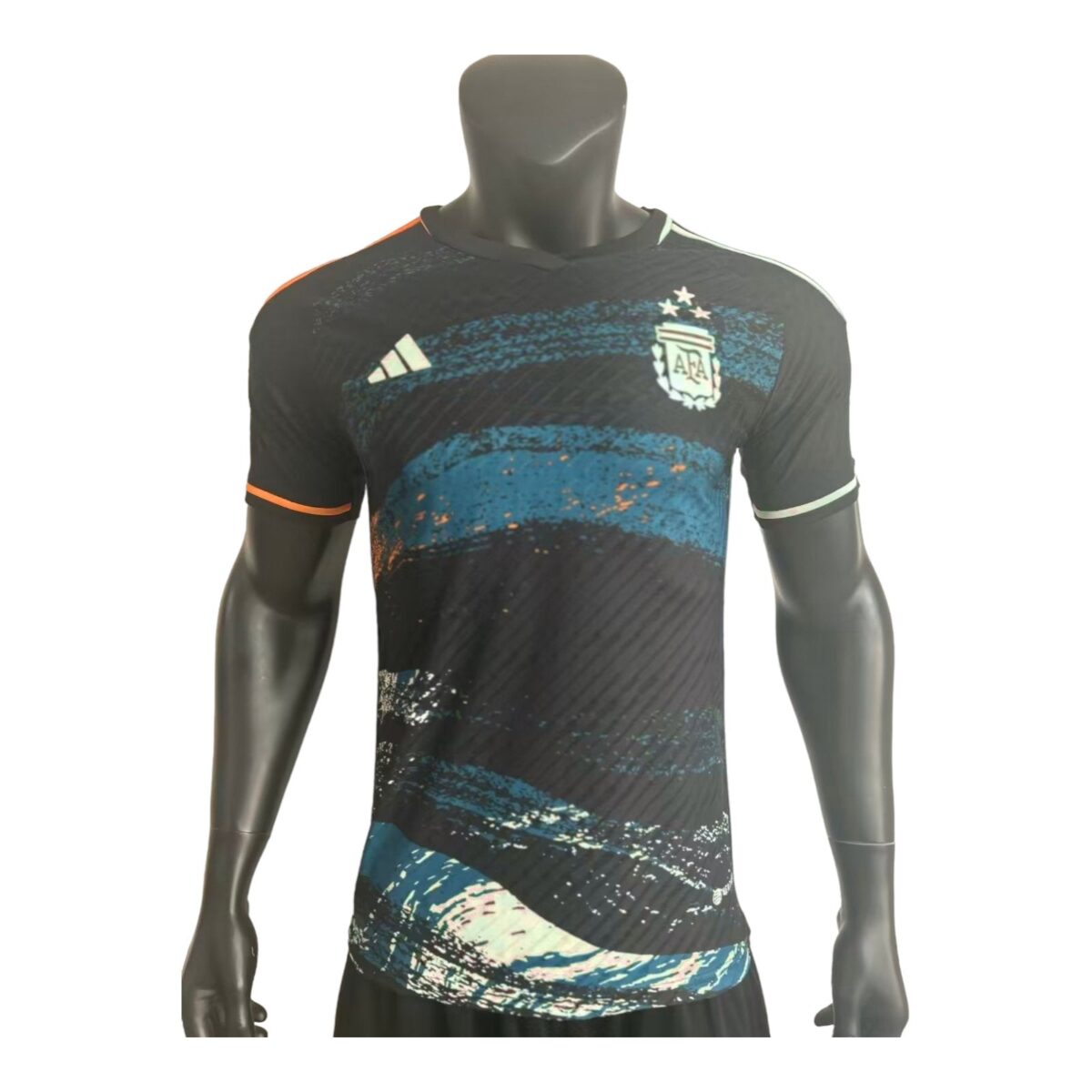 Argentina 2023/24 special edition away football jersey with blue and black design.