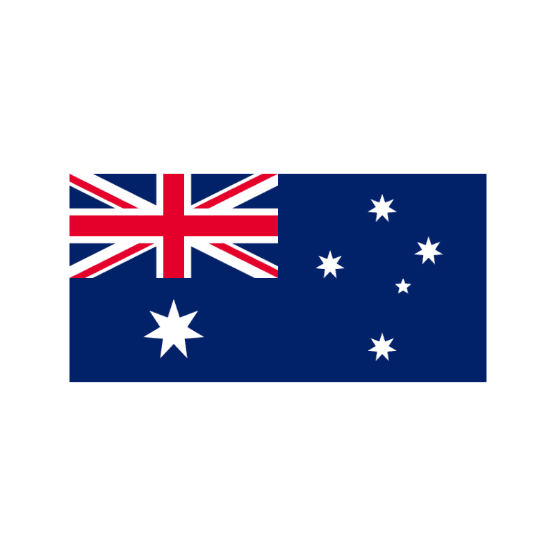 Australian national flag: blue field with Union Jack in the upper left, white Commonwealth Star below, and the Southern Cross constellation on the right.
