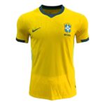 b414f58d-d216-4d47-a497-f99f6ffa3634 | UAE SPORT STORE Brazil national football team yellow jersey with blue crest and Nike logo on chest, modern training design