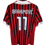 AC Milan soccer jersey back with 'IBRAHIMOVIĆ' and number 11 on red and black vertical stripes