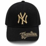 Yankees cap with gold embroidery, stylish sports accessory for fans.