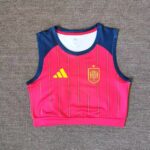 c4aa5061-9b7b-46fd-b452-26fe1d572de3 | UAE SPORT STORE Pink sports training vest with navy shoulders, Spain national crest on the chest and an Adidas logo on the opposite side