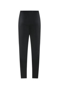 Black straight-leg pants with an elastic waistband, solid black fabric ready for everyday wear