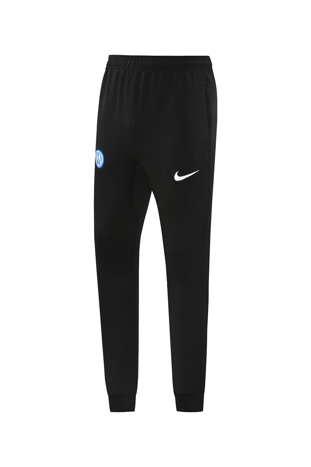 c6fe2338 | UAE SPORT STORE Black athletic jogger pants with a white Nike swoosh on the right thigh and a blue circular logo on the left thigh.