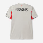 Back of a light gray sports jersey with red side panels and a large SAGRES logo across the upper back (sponsor branding).