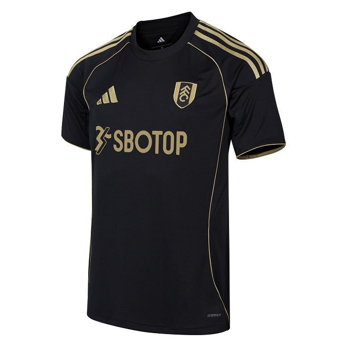 cp | UAE SPORT STORE Black football jersey with gold piping and sponsor text 'SBOTOP' on the chest, club crest on the left chest.