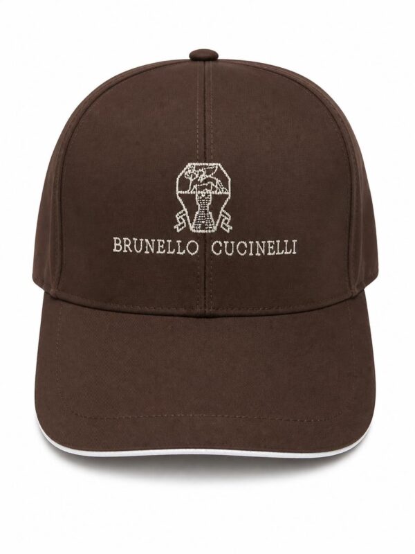 Brown cap with white embroidered logo and text.