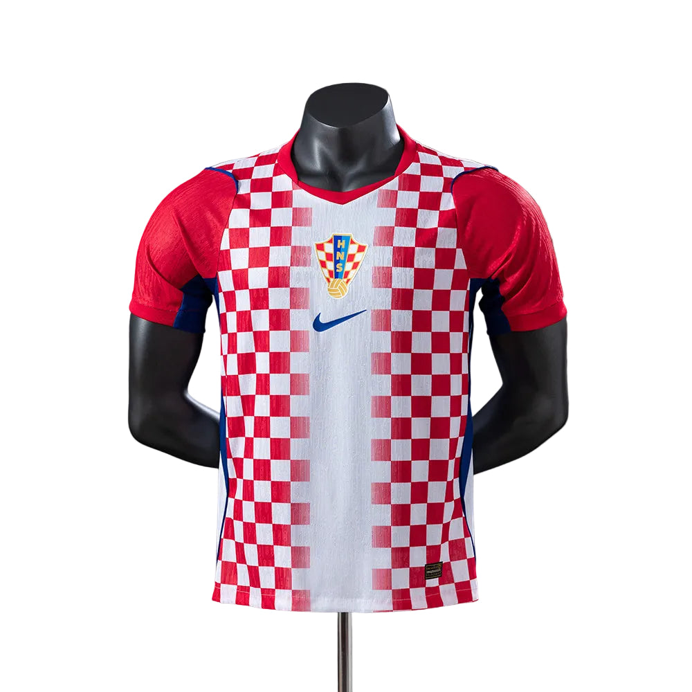 da0a0fcf | UAE SPORT STORE Croatian national soccer jersey with red-and-white checkerboard pattern and crest on the chest, on a mannequin.