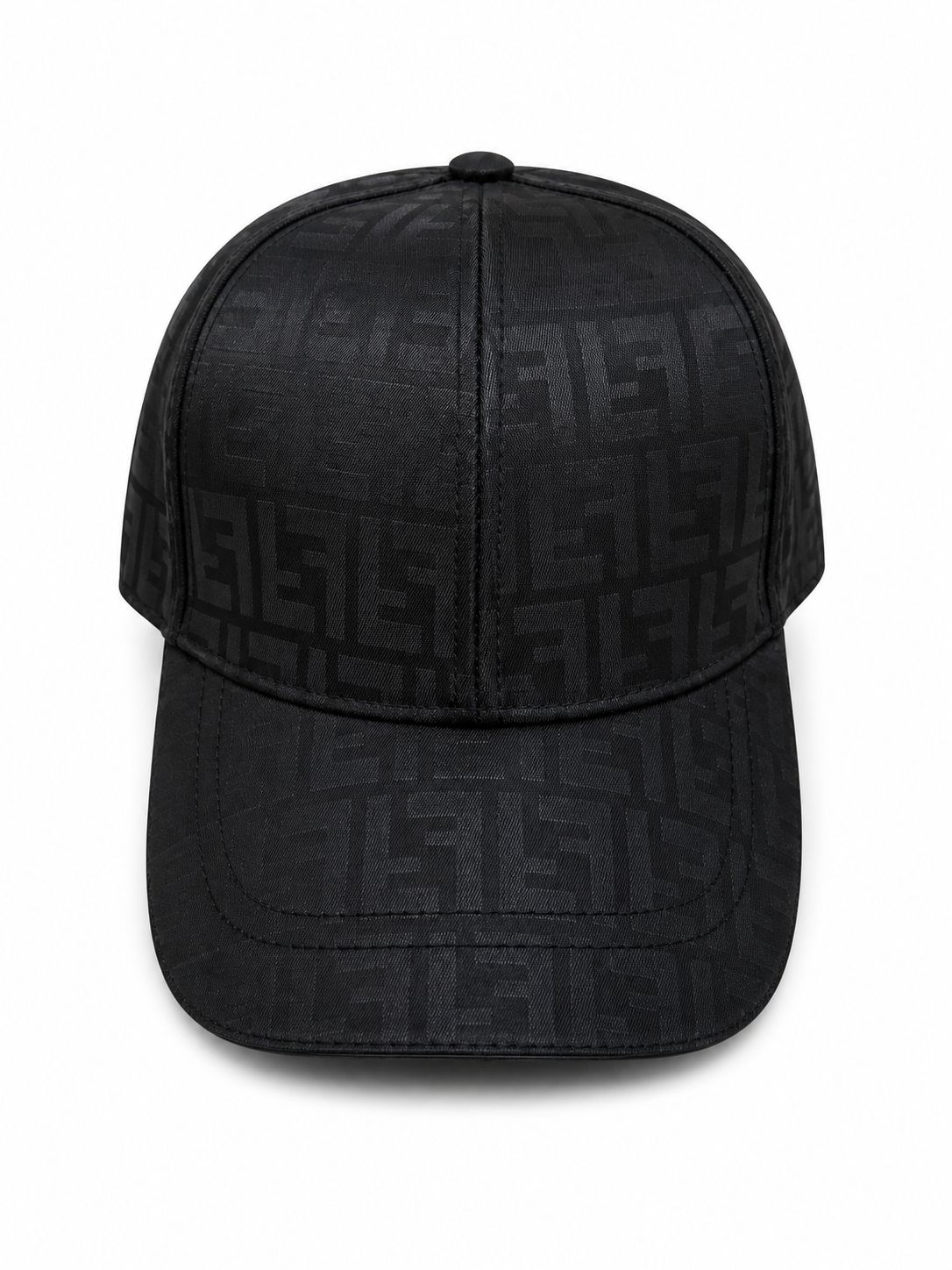 dea5f51d-7857-467c-ad8b-d13ab0957b19 Black baseball cap with a tonal all-over F logo pattern and curved brim.