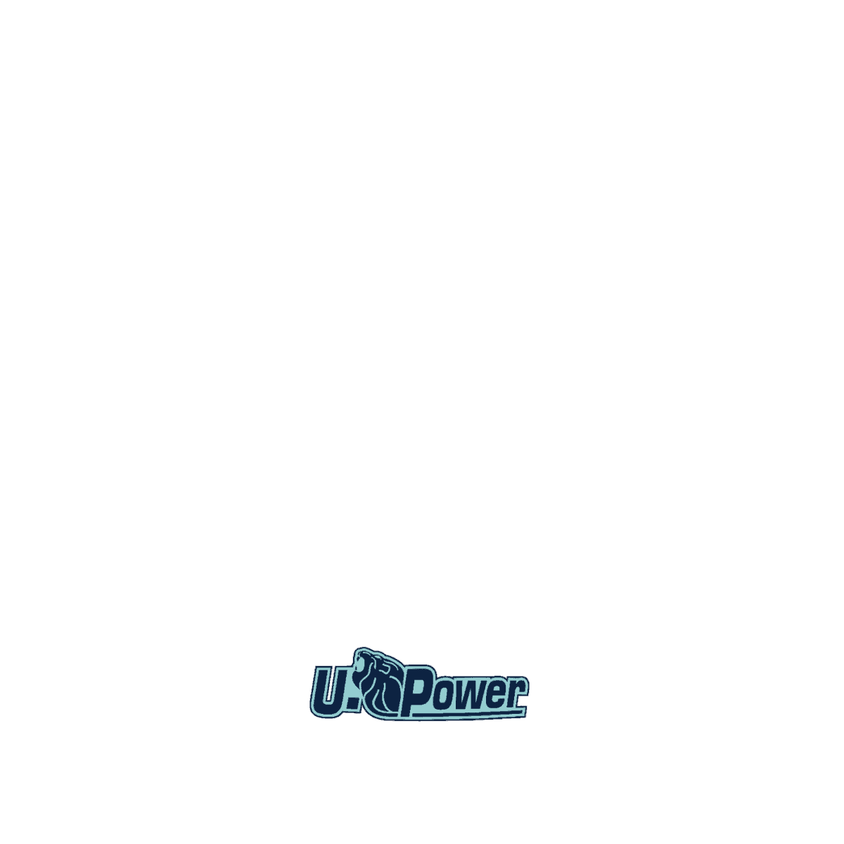 U-Power logo with a blue lion emblem at the bottom of a black background