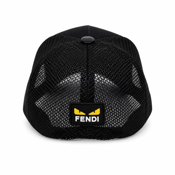 Rear view of black mesh cap