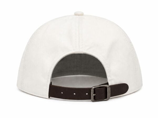 White premium classic baseball cap with adjustable strap.