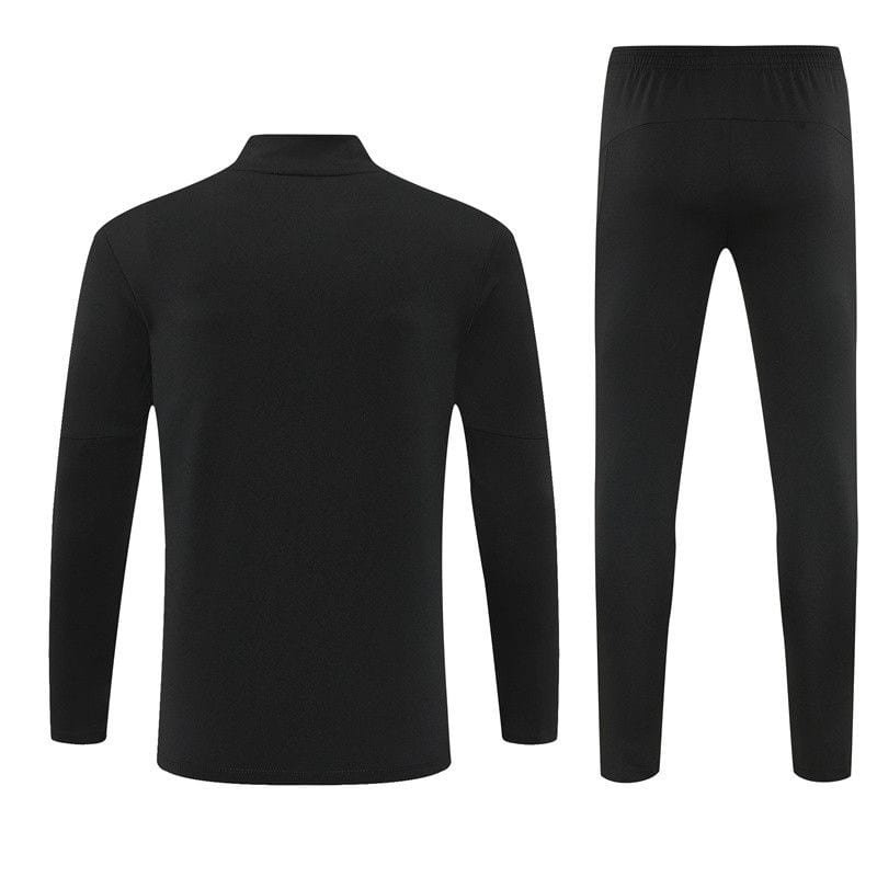 e86d971d-0d10-457b-8fef-37b3ae688af7 | UAE SPORT STORE Black athletic tracksuit top and pants set (long-sleeve top with mock neck and slim-fit pants) on white background