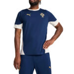e965673c578d4002b9a511ff003de2be | UAE SPORT STORE Man wearing a navy blue Portugal national football team jersey with white trim and Puma logo on chest.