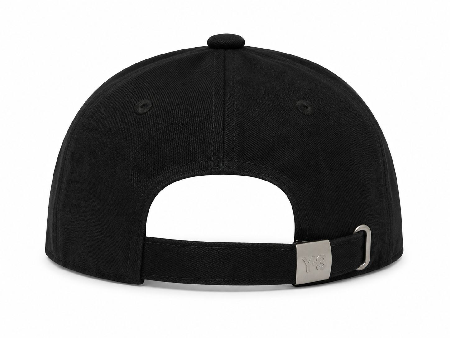 ee075661-cbce-4bed-9edb-5eed27594d9f | UAE SPORT STORE Black baseball cap shown from the back, with an adjustable strap and silver Y-3 buckle.