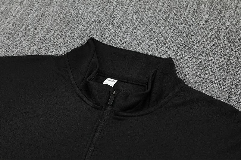 f22cd478-5dd3-4599-8710-3035680c5812 | UAE SPORT STORE Close-up of a black zip-up jacket collar laid on a gray carpet, zipper pull visible.