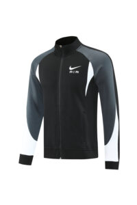 Black Nike Air track jacket with gray sleeves and white side panels, front zipper and polo collar