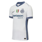 Inter Milan white soccer jersey with blue trim, featuring the Italian flag crest and Betsson.sport sponsor logo