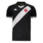 Black polo shirt with a white diagonal sash, red cross emblem on the chest, and white-trimmed collar and cuffs (brand logo on left chest).