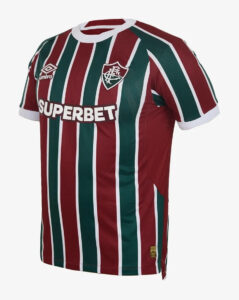lMFo3kgvgGkIgyZ | UAE SPORT STORE Soccer jersey with vertical maroon and green stripes, white trim, sponsor 'SUPERBET' across the chest and Umbro logo on the shoulder.