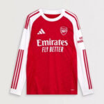 mji9536_f1 | UAE SPORT STORE Arsenal home football jersey: red with white sleeves, Adidas logo, Emirates Fly Better sponsor, and club crest on the chest.