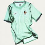 nike-2026-kits_16 | UAE SPORT STORE Mint green France national football team jersey with rooster crest and Nike swoosh, floating against a pale background.