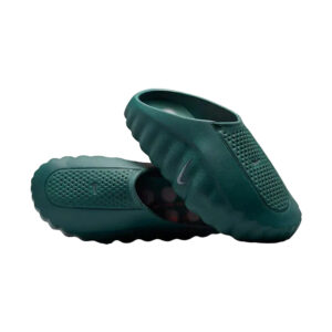 Teal slip-on water shoes with a wavy, ridged sole and perforated upper, shown in a side overlap pose.