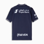 png_1_48877104-edf9-4a02-bd4c-9b3044753035 | UAE SPORT STORE Back of a navy blue sports jersey with Riyad Bank white logo and Arabic text, plus a large SEVEN sponsor at the lower back.