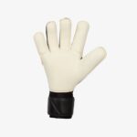 White goalkeeper glove with a black adjustable wrist strap, designed for catching and hand protection in goalkeeping.