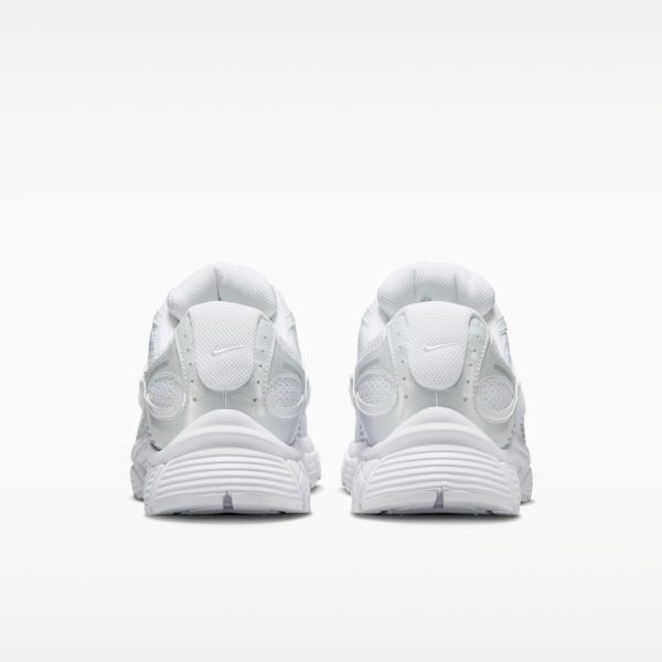 Rear view of a pair of white Nike V5 RNR sneakers, showing the heels and soles.
