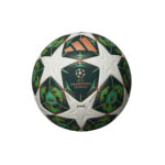 Official UEFA Champions League pro match ball with green, white, and star pattern and CHAMPIONS LEAGUE logo