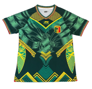 Bright green and yellow sports jersey with geometric patterns and an eagle design on the chest.