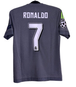 Dark gray Real Madrid jersey back showing 'RONALDO' and large number 7