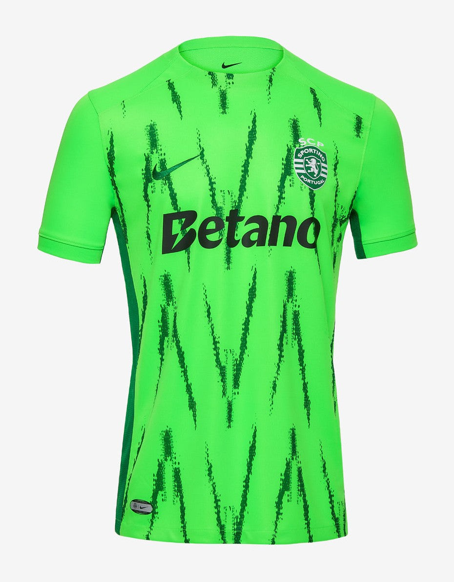 v5JdUaSMGqVyoOn | UAE SPORT STORE Bright green soccer jersey with black streaks, featuring a Nike swoosh, club crest, and 'Betano' sponsor on the chest.