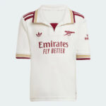 w2 | UAE SPORT STORE White Arsenal football jersey with maroon and gold trim; Emirates Fly Better sponsor on the chest.