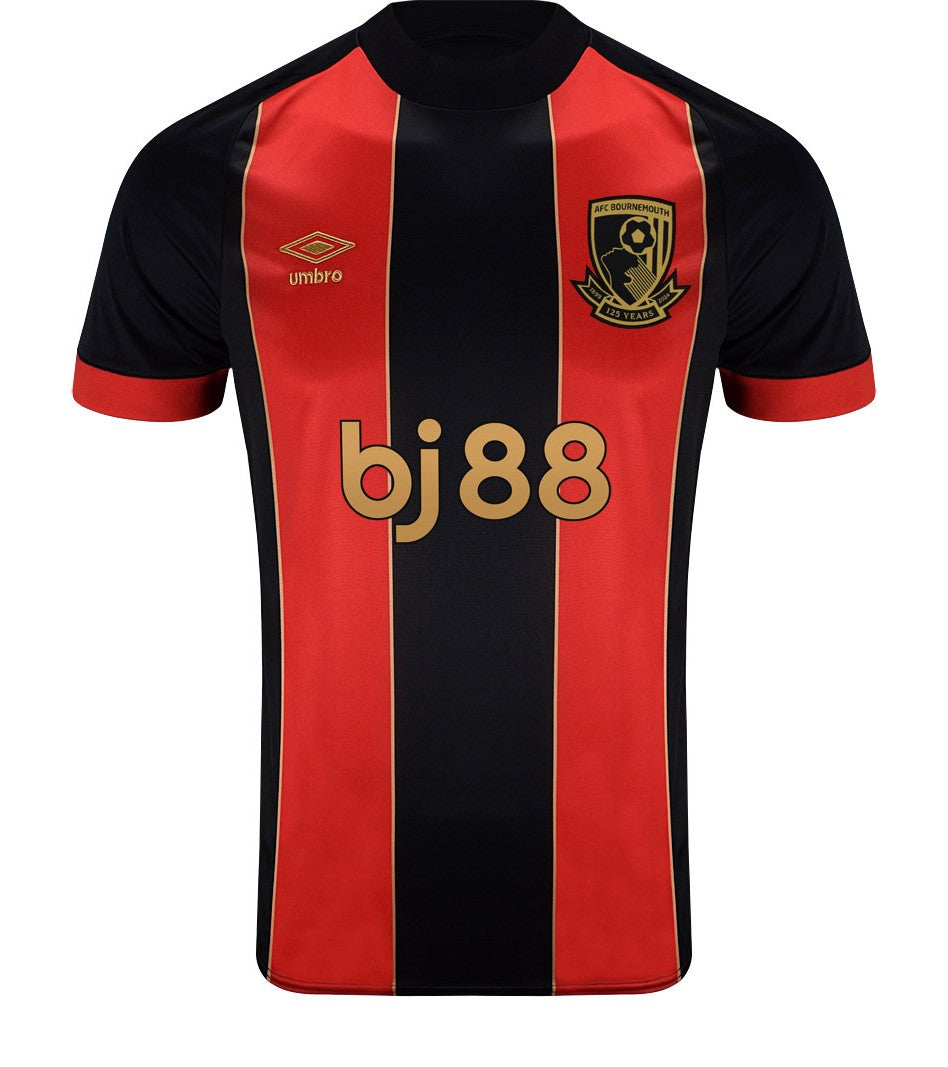 znAdxxKvFEIUzhq | UAE SPORT STORE AFC Bournemouth home football jersey with black center panel and red side stripes, club crest on chest and bj88 sponsor across front.