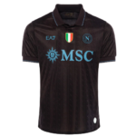 zx | UAE SPORT STORE Dark purple Napoli football jersey with blue MSC sponsor and team crests on the chest (front view).