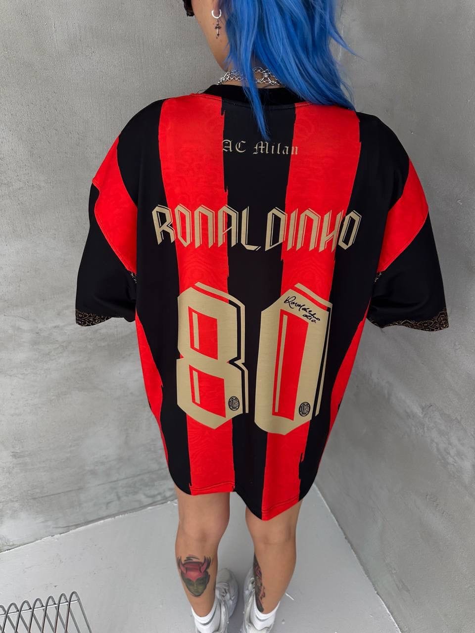 0c598576-12be-41ea-940f-c5d04b112ec5 | UAE SPORT STORE Milan Inspired 80 Oversized Striped Jersey Tee Red Black Gold