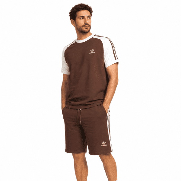 Men’s Raglan T-Shirt and Shorts Set – Chocolate Brown/White