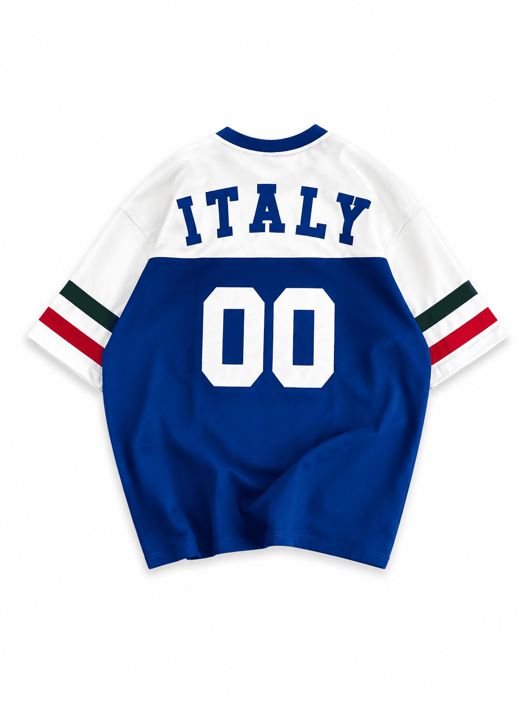 184b76d5-f03d-450d-8832-6eb01b8043ea | UAE SPORT STORE Italy 00 Oversized Colorblock Jersey Tee – Royal Blue/White